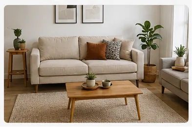 Second-hand furniture styled in a home setting so buyers can picture it in their space